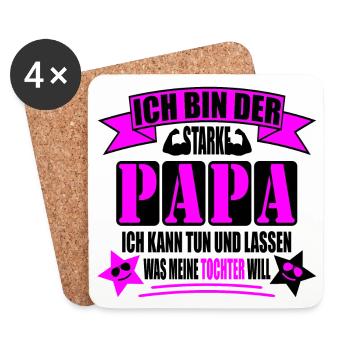 Ich bin der starke Papa - Untersetzer (4er-Set) - Weiß - Vorne