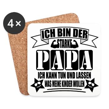 Ich bin der starke Papa - Untersetzer (4er-Set) - Weiß - Vorne