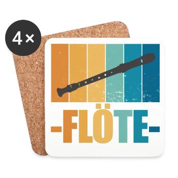 Flöte Vintage Musiker Instrument Geschenk - Untersetzer (4er-Set) - Weiß - Vorne