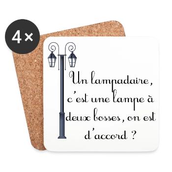 Un lampadaire, c'est une lampe à deux bosses - Dessous de verre (lot de 4) - blanc - Devant