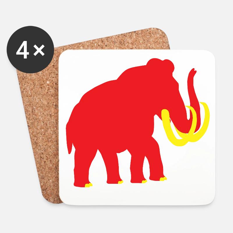 Wolliges Mammut rot gelb - Untersetzer (4er-Set) - Weiß