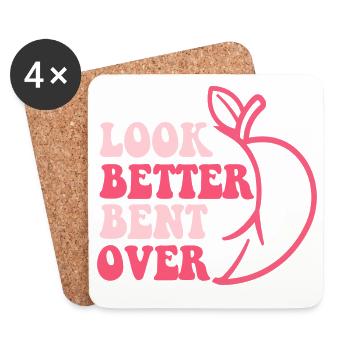 Design mit Obst und Motivationstext - Untersetzer (4er-Set) - Weiß - Vorne