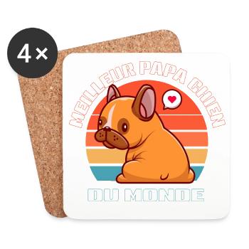 Meilleur Papa Chien du Monde - Dessous de verre (lot de 4) - blanc - Devant
