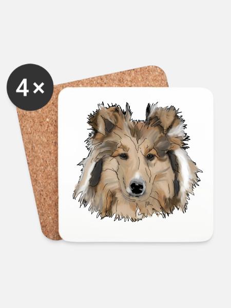 Collie - Coasters (set of 4) - white
