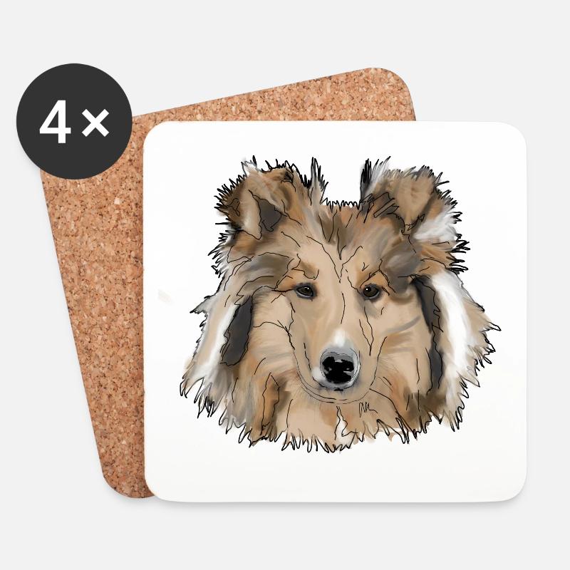 Collie - Untersetzer (4er-Set) - Weiß