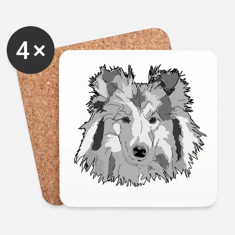 Collie - Untersetzer (4er-Set) - Weiß