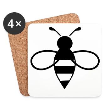 Abeille noire - Dessous de verre (lot de 4) - blanc - Devant