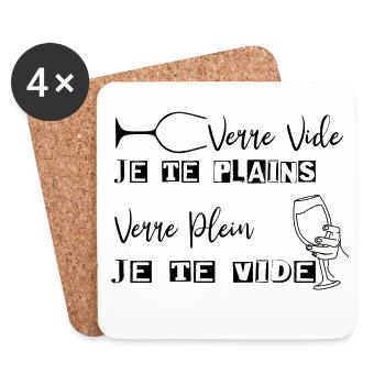 Vin et Verre en Lettre Unique - Dessous de verre (lot de 4) - blanc - Devant