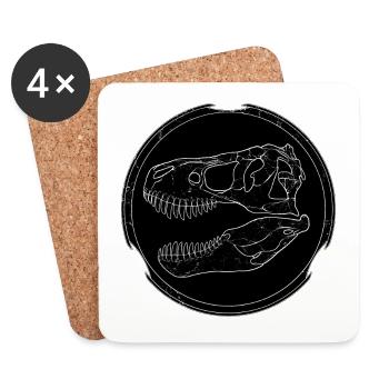 Fossile de Tyrannosaurus Rex - Dessous de verre (lot de 4) - blanc - Devant
