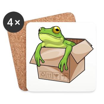 Carton grenouille - Dessous de verre (lot de 4) - blanc - Devant
