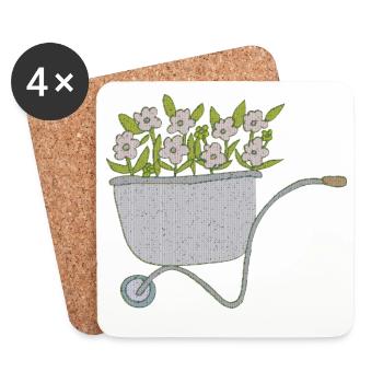 schubkarren blumen - Untersetzer (4er-Set) - Weiß - Vorne