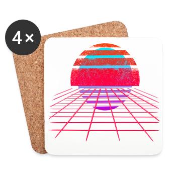 Retro Wave Sunset Vaporwave - Coasters (set of 4) - white - Front