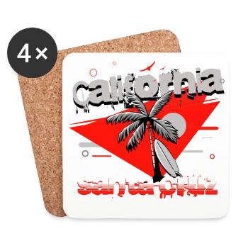 Santa Cruz California Surfing - Coasters (set of 4) - white - Front