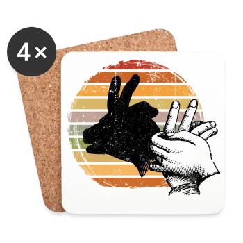Retro Sunset Peace Sign Silhouette - Coasters (set of 4) - white - Front
