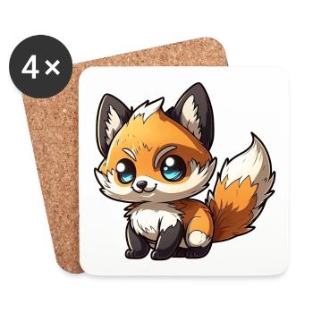 Süßes Baby Fuchs Chibi - Untersetzer (4er-Set) - Weiß - Vorne