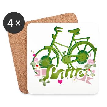 grünes Fahrrad mit ganz viel Liebe gestaltet - Untersetzer (4er-Set) - Weiß - Vorne