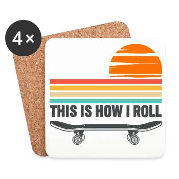 Skateboard c’est comme ça que je roule - Dessous de verre (lot de 4) - blanc - Devant