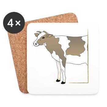 Cow - Cow Half in Frame - Coasters (set of 4) - white - Front