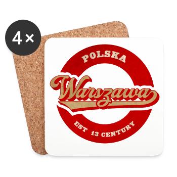 Warszawa Retro Logo Est 13 Jahrhundert - Untersetzer (4er-Set) - Weiß - Vorne