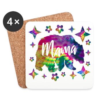 Mama Bear Batik Tie Dye - Coasters (set of 4) - white - Front
