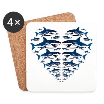 Shark Heart - Untersetzer (4er-Set) - Weiß - Vorne