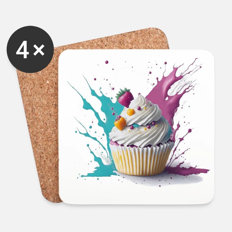 Sweet Cupcake - Untersetzer (4er-Set) - Weiß