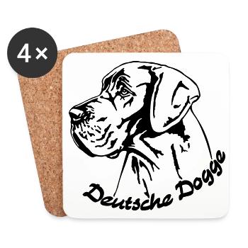 Deutsche Dogge schwarz - Untersetzer (4er-Set) - Weiß - Vorne