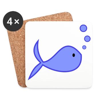 POISSON. POISSON D'AVRIL. VACANCES. ETE. HUMOUR - Dessous de verre (lot de 4) - blanc - Devant