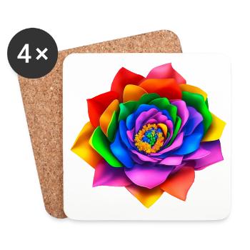 Vivid 3D Rainbow Flower - Coasters (set of 4) - white - Front