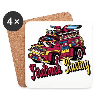 Fire truck racing - Coasters (set of 4) - white - Front