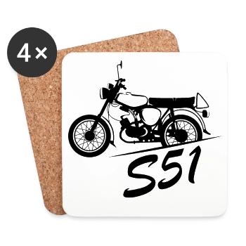 simson s51 Legende Moped DDR Nostalgie Logo icon - Untersetzer (4er-Set) - Weiß - Vorne