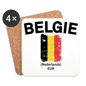 Belgian Brush Flag Distressed - Coasters (set of 4) - white - Front