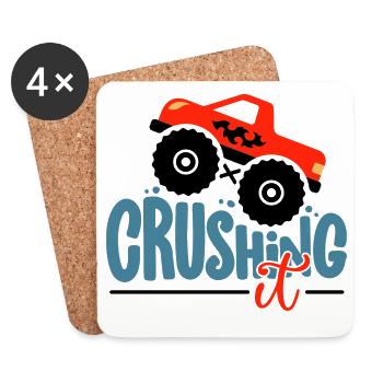 Crushing It Hotrod Grafik - Untersetzer (4er-Set) - Weiß - Vorne