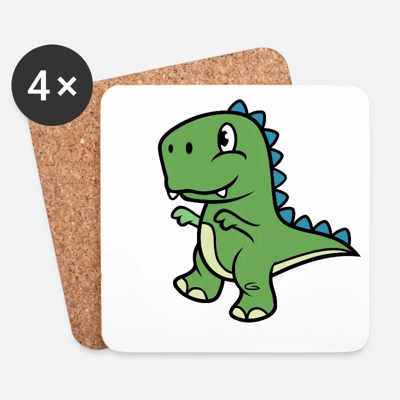 Dinosaurier T-Rex - Untersetzer (4er-Set) - Weiß