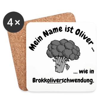 Brokkoliverschwendung - Untersetzer (4er-Set) - Weiß - Vorne