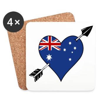 Drapeau australien coeur amoureux - Dessous de verre (lot de 4) - blanc - Devant