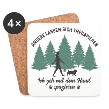 Frau mit Hund Gassi gehen Therapie Hundebesitzerin - Untersetzer (4er-Set) - Weiß - Vorne