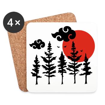 Black trees and red sun - Coasters (set of 4) - white - Front