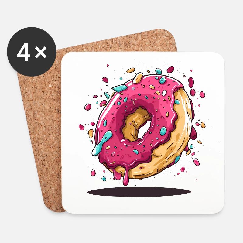 Donut Design - Untersetzer (4er-Set) - Weiß