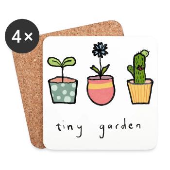 Tiny potted plants garden - Coasters (set of 4) - white - Front