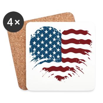 Heartflag Grunge Americana - Coasters (set of 4) - white - Front