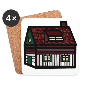 Tiroler Haus Hütte Häuschen Gebäude Immobilie - Untersetzer (4er-Set) - Weiß - Vorne