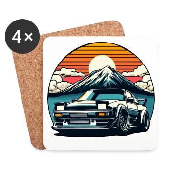 JDM car Japanese Retro Car Racing Drifting Legend - Coasters (set of 4) - white - Front