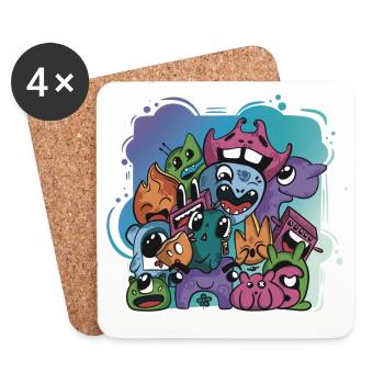 Monster fantasy doodle art drawing characters - Coasters (set of 4) - white - Front