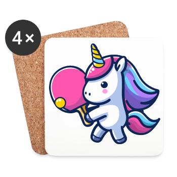 Unicorn Unicorn with Table Tennis Racket for - Coasters (set of 4) - white - Front
