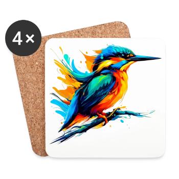 Martin-pêcheur - Dessous de verre (lot de 4) - blanc - Devant