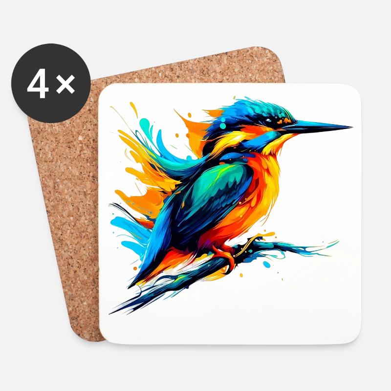 Eisvogel - Untersetzer (4er-Set) - Weiß