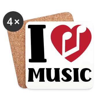 I love music - Coasters (set of 4) - white - Front