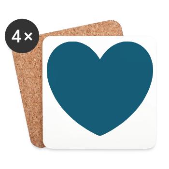 blue heart valentine's day - Coasters (set of 4) - white - Front