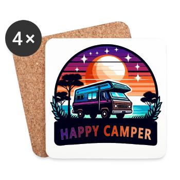 Sunset  Happy Camper Van - Coasters (set of 4) - white - Front